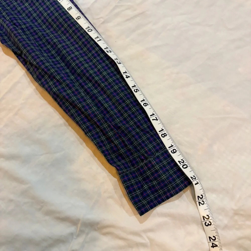 Ralph Lauren Boys Blue Green Plaid Button Down Shirt Sz L 14-16 Cotton Pony Logo